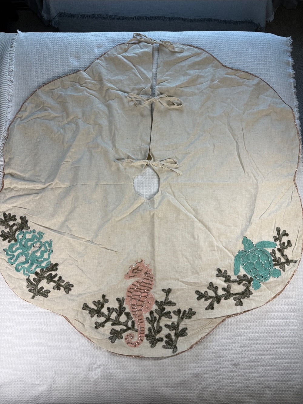 Coastal Collection beaded embroidered tree skirt